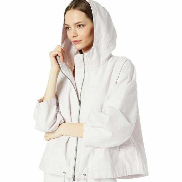 NWT Eileen Fisher Ceramic Sueded Organic Cotton/Hamp Canvas Hooded Jacket